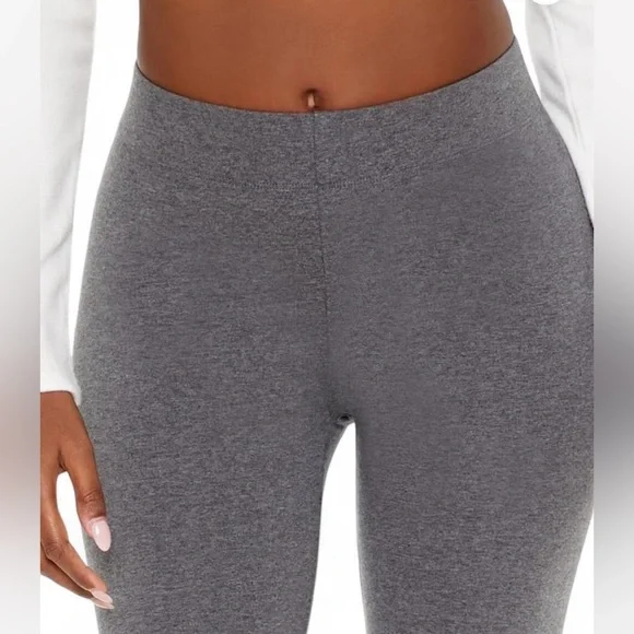 Forever 21 HEATHERED MID-RISE LEGGINGS size large - Picture 2 of 7